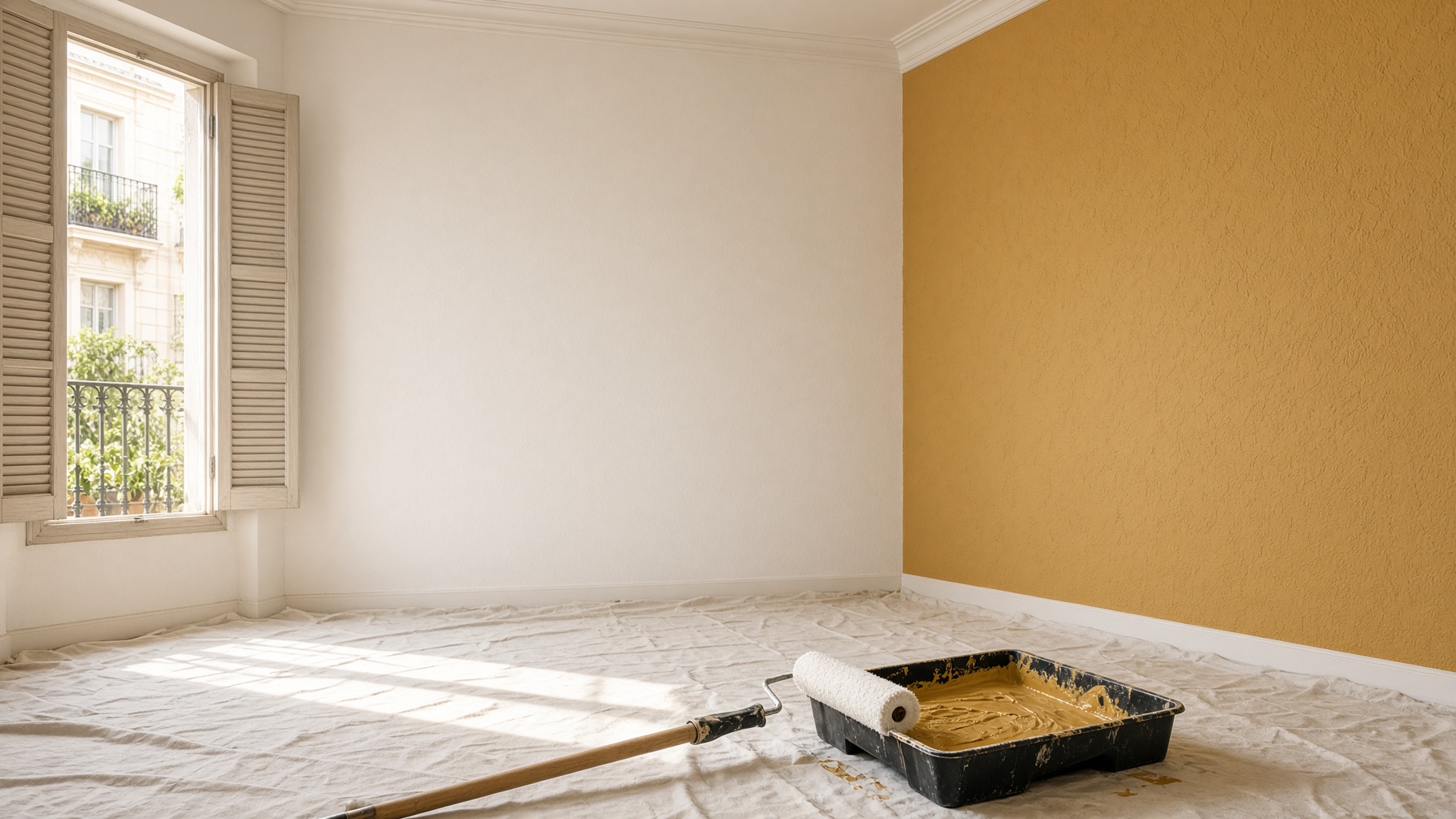 Frisch gestrichene Innenwand
